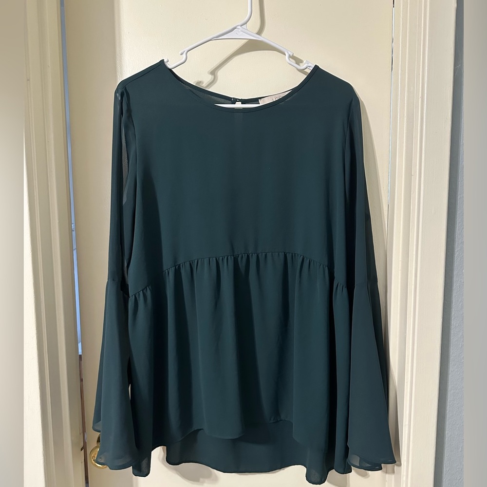 Loft emerald long sleeve blouse